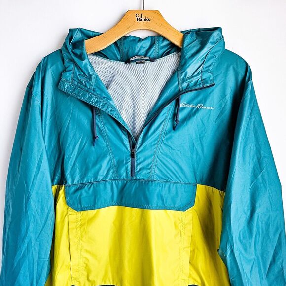 Eddie Bauer Soft Shell Lightweight Pullover Hooded Windbreaker 1/2 Jacket 2XL - Picture 2 of 6